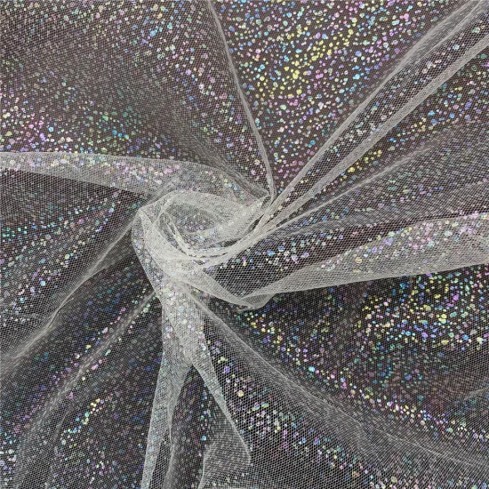 Iridescent Foil Spots Tulle Fabric for Girl's Dress