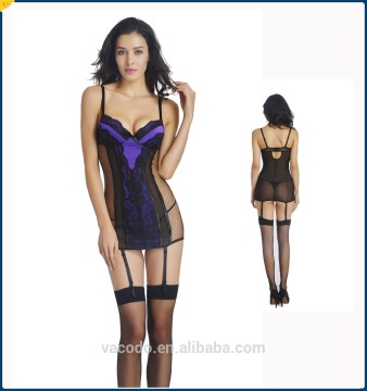 hot sale one-pieces purple lace sexy sleepwear lingerie underwear