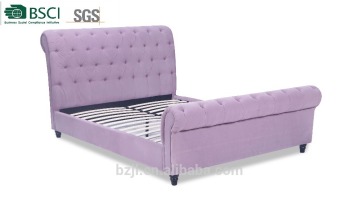 Europen Luxury upholstered bedroom furniture Queen size fabric bed frame