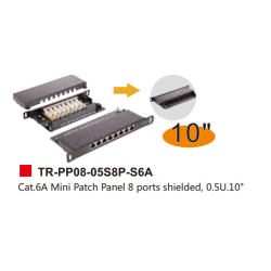 Cat.6A Mini Patch Panel 8 Ports Shielded 0.5U
