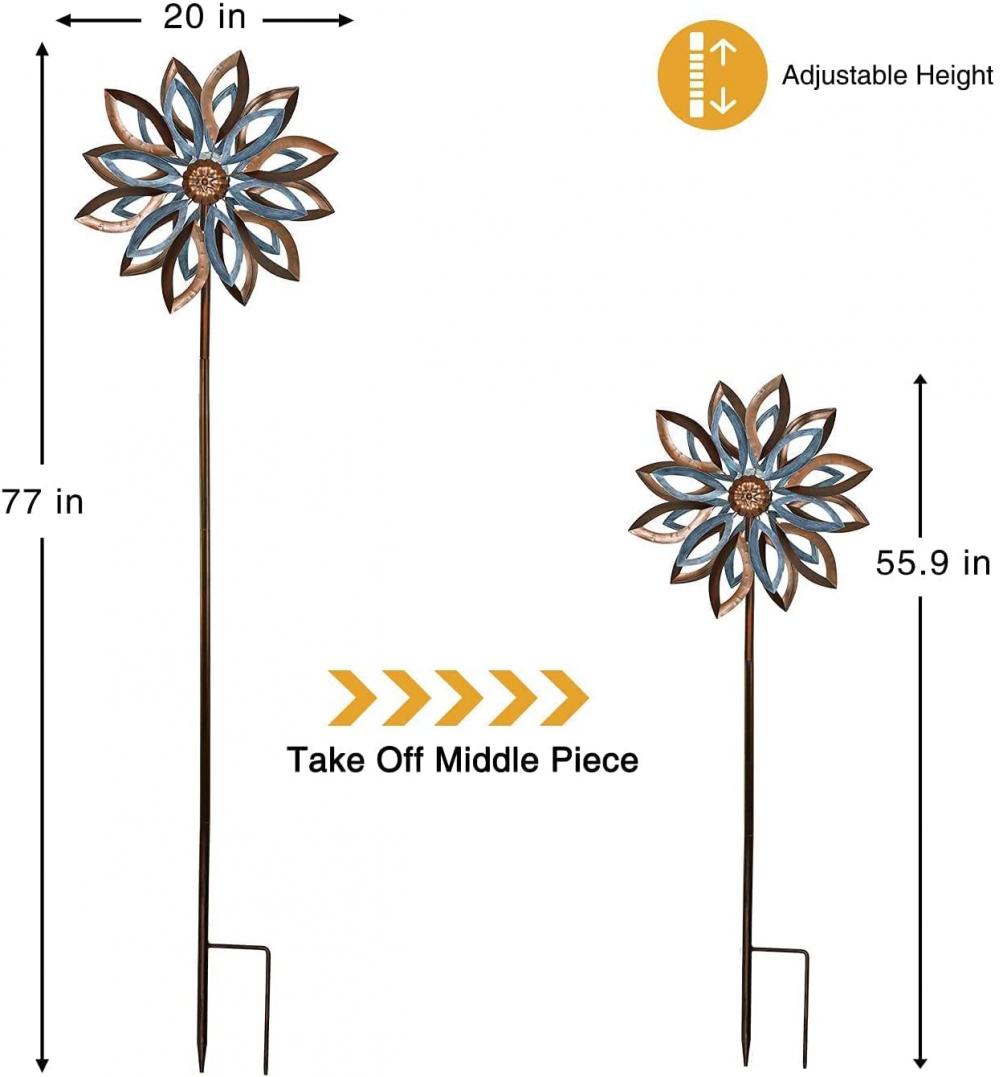 Les filateurs de vent de jardin avec des lumières solaires