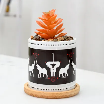Egyptian Pattern Creative Ceramic Pots for Desktop Succulents and Cacti