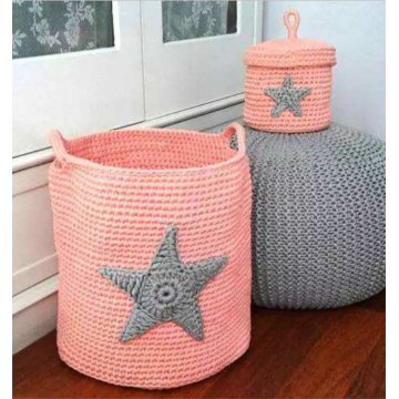 Pink Knitted Storage Bucket
