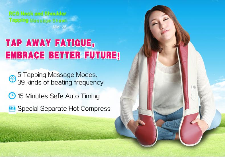 Neck and Shoulder Tapping Relax Massage Shawl with Heat Therapy OEM (MM-25)