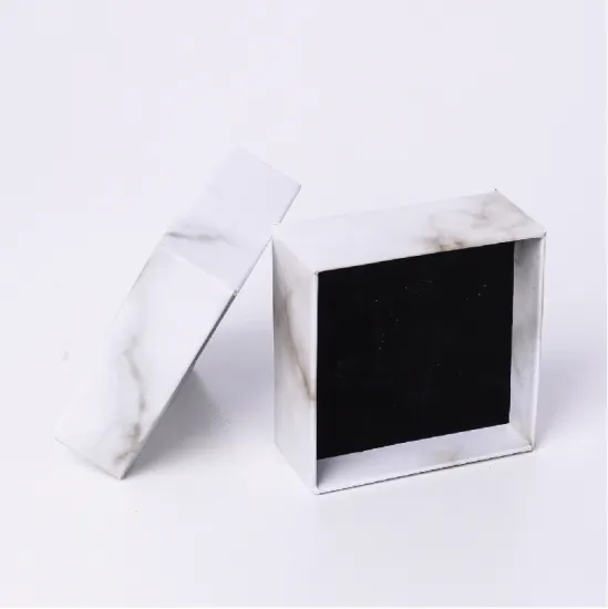 7x7x3cm White Paper Packaging Jewelry Marble Gift Box