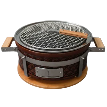 Auplex New Product Japanese Round Shape Brown Charcoal  BBQ Grill with Catch Tool