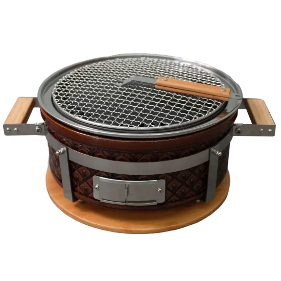 Auplex New Product Japanese Round Shape Brown Charcoal  BBQ Grill with Catch Tool