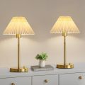 Portable Vintage Farmhouse Table Lamp Set 2-Pack Gold
