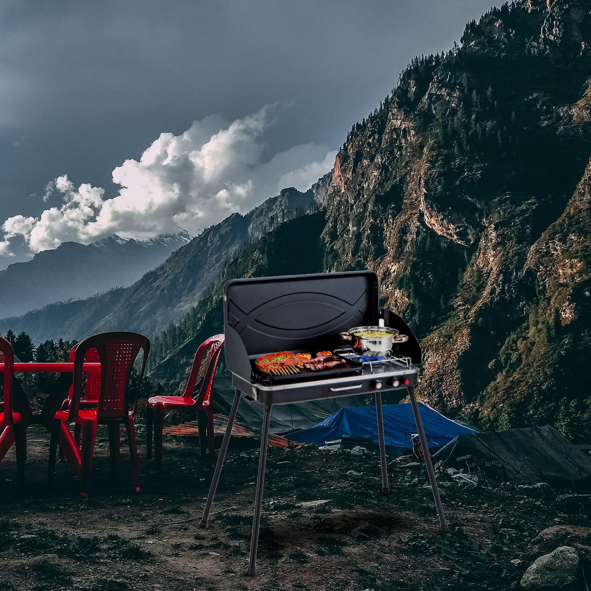 Folding Outdoor Camping Gas Grill