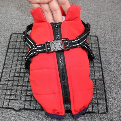 Teddy Skiwear Zipper Vest for Dogs: Thick Autumn and Winter Padded Coats