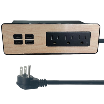 Built-in Furniture Desk with Hidden Outlets - 4 Outlets Including 2x 18W USB-A and 2x 65W USB-C Ports, Mountable Recessed Surge Protector