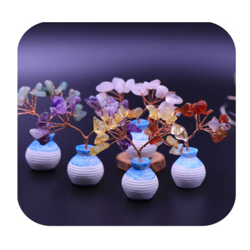 Natural Mini Crystal Money Tree - Raw Copper Wire and Crystal Gravel Ornament