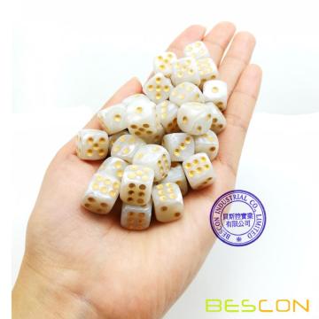 Bescon 12 mm 6 caras Dice 36 en Brick Box, 12 mm Six Sided Die (36) Bloque de dados, Marble White