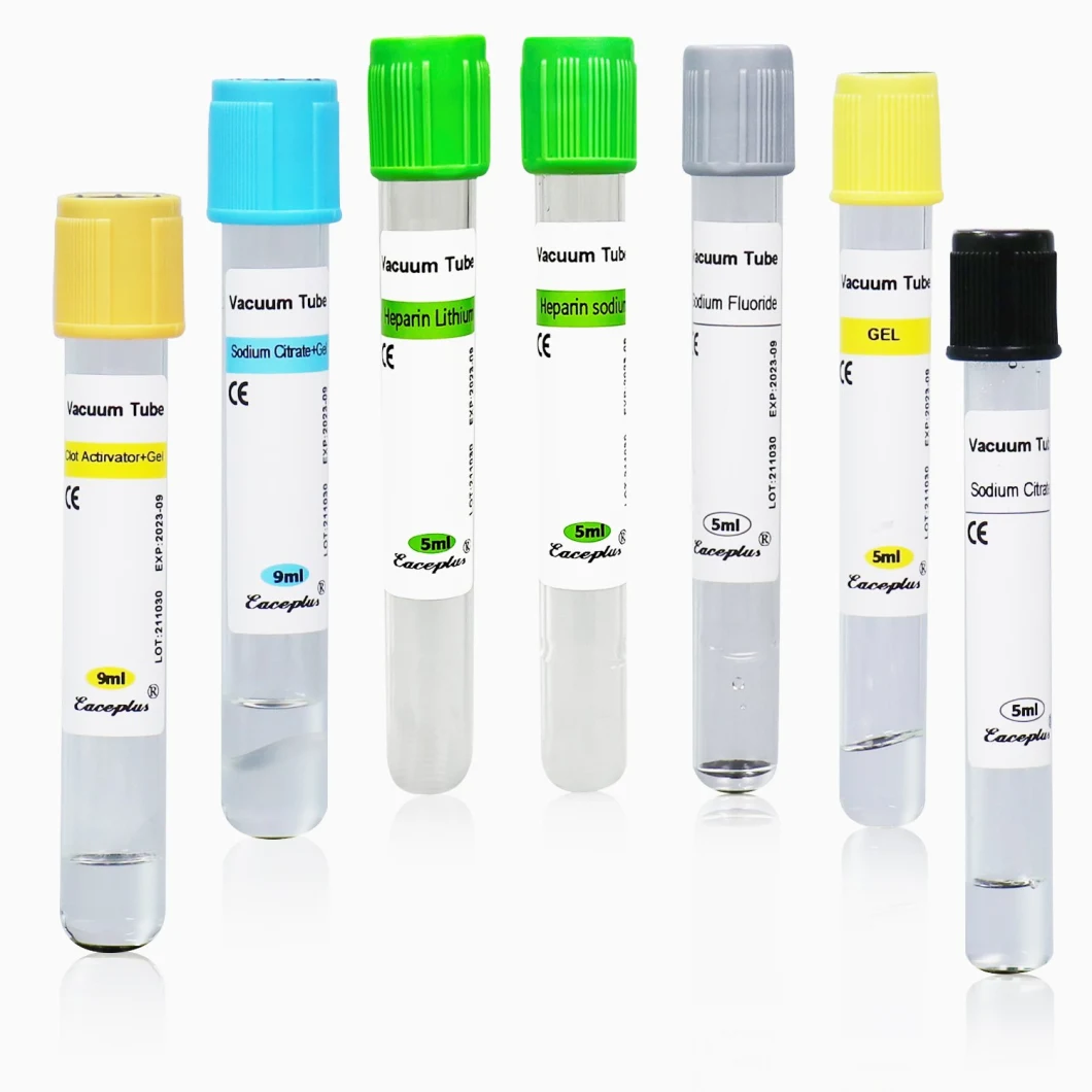 Tapa negra médica desechable 1-10 ml Tubo de recolección de sangre de vacío con ISO CE