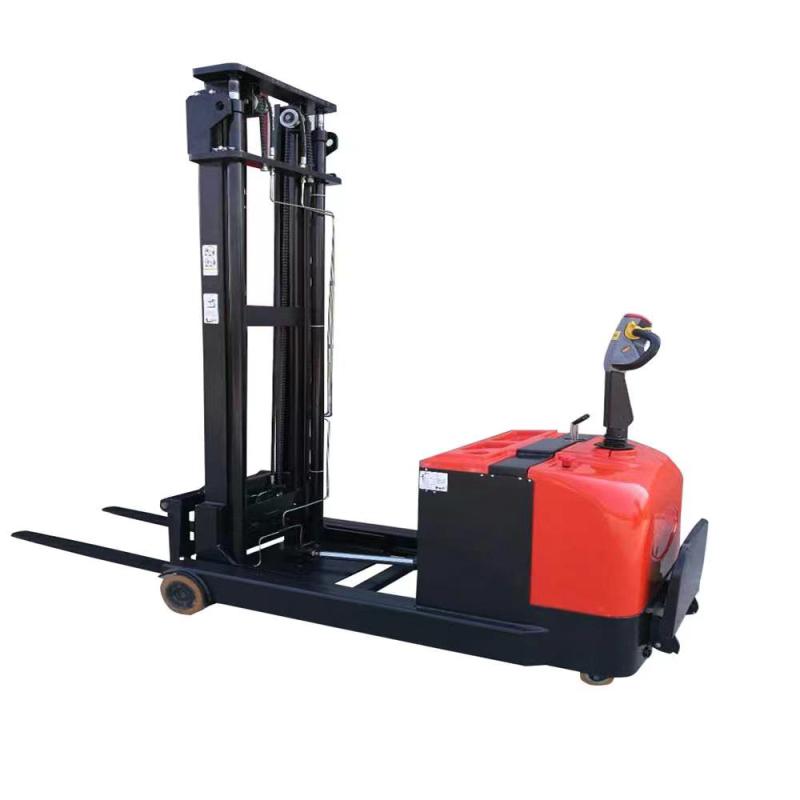 2 Ton Electric Reach Stacker with Pallet Fork Lift Truck - Full Electric Stand-Up Stacker