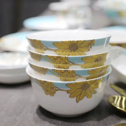 Hotel Porcelain Tableware Plate Bone China Plate Tea Set