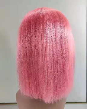 Pink Cuticle Aligned Human Hair Wigs Short Cut Bob Lace Front Wigs Remy Human Hair