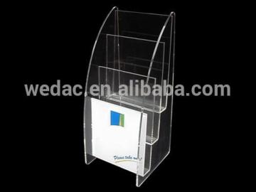 2014 new design 3 compartments acrylic books/maganzines stand