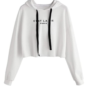 Women's Letter Sweatshirt Crop Top Hoodie