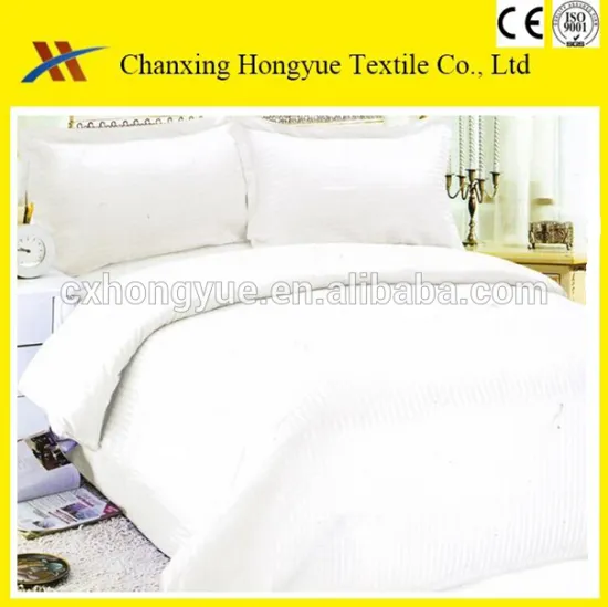 White Polyester microfiber fabric with stripes embossed designs for hotel bedding sets