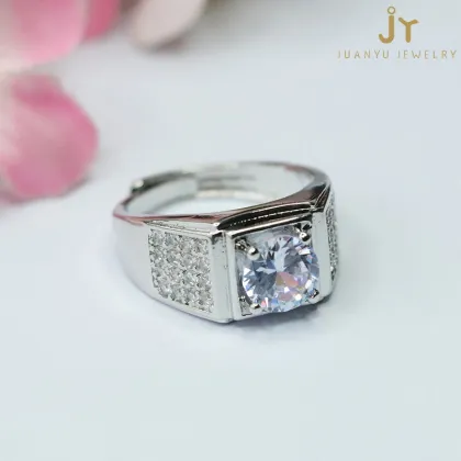 Wholesale Men's Jewelry: Topaz, Square Diamond, Zircon Charm, and Precious Stone Gemstone Rings