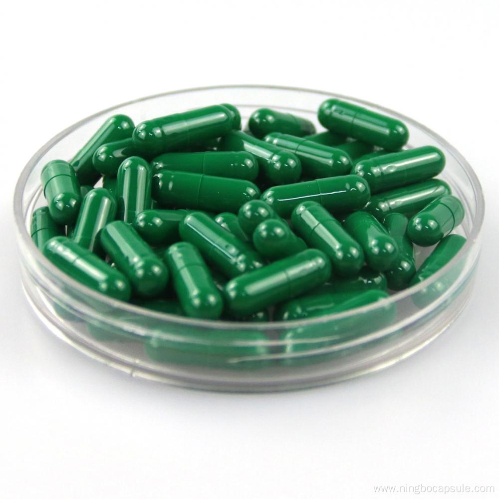 Empty vegan capsules green color