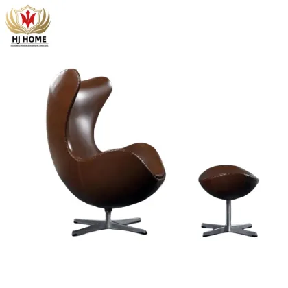 Hot Sale: Authentic 1974 Brown Leather Arne Jacobsen Egg Chair and Ottoman by Fritz Hansen