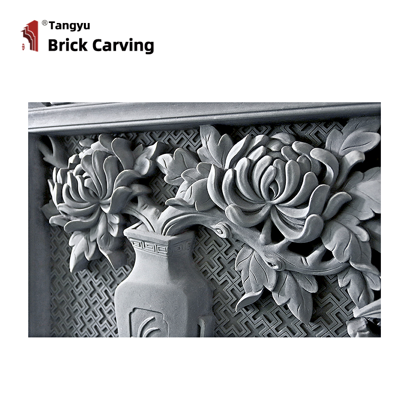 Bamboo and Chrysanthemum Brick Carving 4