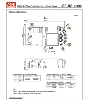 Meanwell LOP-300-24 LED Driver - MW MEAN WELL SWITCHING POWER SUPPLY