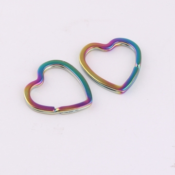 Gorąca sprzedaż Serce Kształt Rainbow Metal Key Pierścień na prezenty