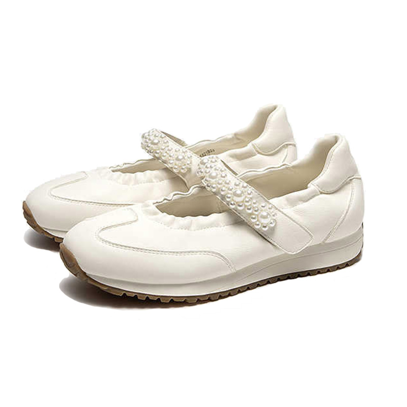 Ballet-Inspired Pearl Sneakers for Women's Casual Wear