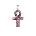 Rhodochrosite Handmade Craved Ankh Pendant (20x30mm) Keychain