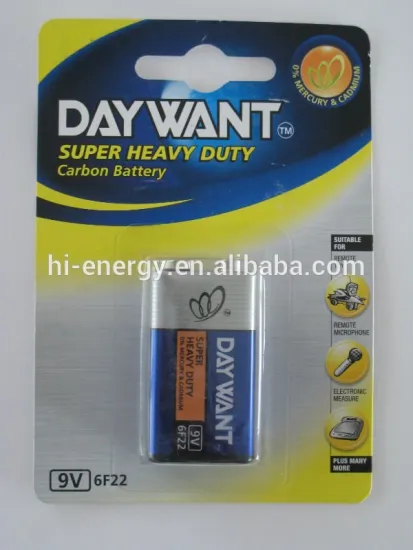 6F22 9V Metal Jacket 2B Blister card 9v dry cell battery