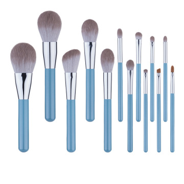 13 Piece Wooden Magnetic Makeup Brush Set Blue