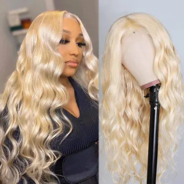 180% Density 13x4 13X6 613 Blonde Body Wave HD Transparent Lace Frontal Human Hair Wigs for Black Women