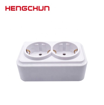 European Style 16A ABS Wall Switch with Double Schuko Socket