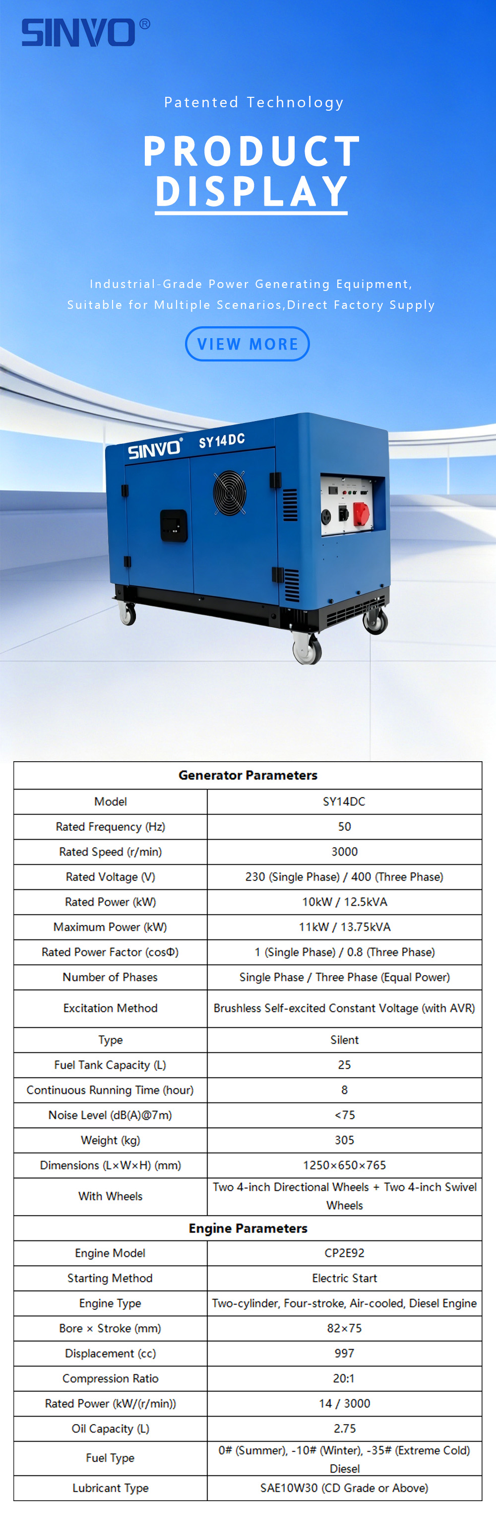 30.SY14DC Four-Wheel Silent Twin-Cylinder Single & Three Phase Diesel Generator Set 000