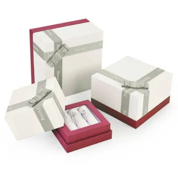 Gift Lid And Base Paper Box With Ribbon