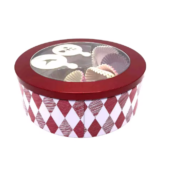 DADI Round Biscuit Tin Box with Transparent Window