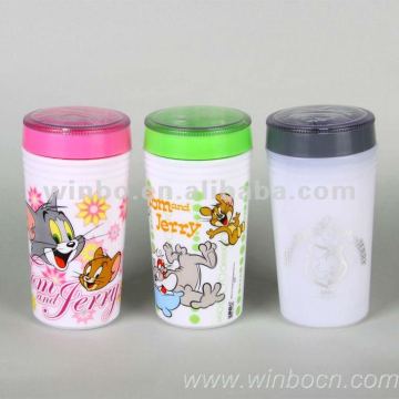 Plastic Cartoon Outdoor White Water Cup -370m