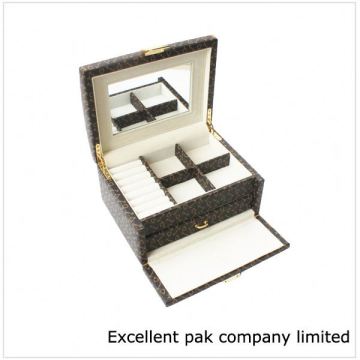 luxury deluxe wood cosmetic box with mirror