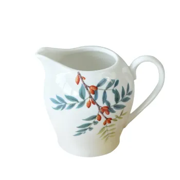 Luxury China Dinner Set with Bird-and-Flower Design: Creamer and Sugar Bowl Service