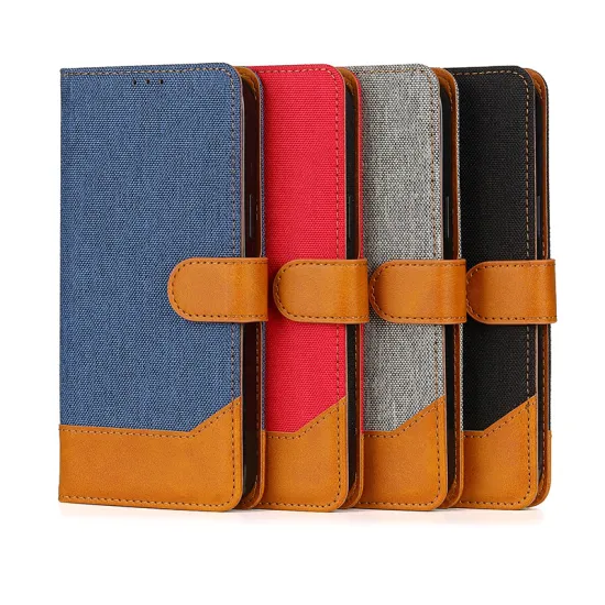 Contrast Color Luxury Wallet Canvas Leather Case for S21