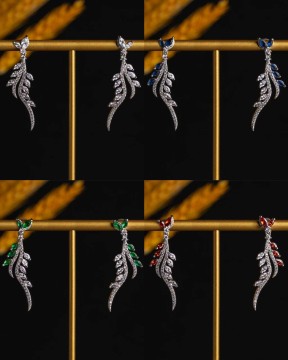 Leaf Cubic Zirconia Drop Earrings