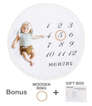 Unique Neutral Newborn Custom Print Flannel Round Rug: A Special Milestone Blanket for Baby Showers