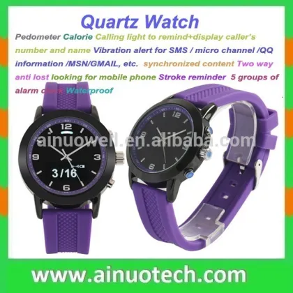 IP67 water resistant watch LED long standby bluetooth vibration smart wrist watch slim stone quartz watch