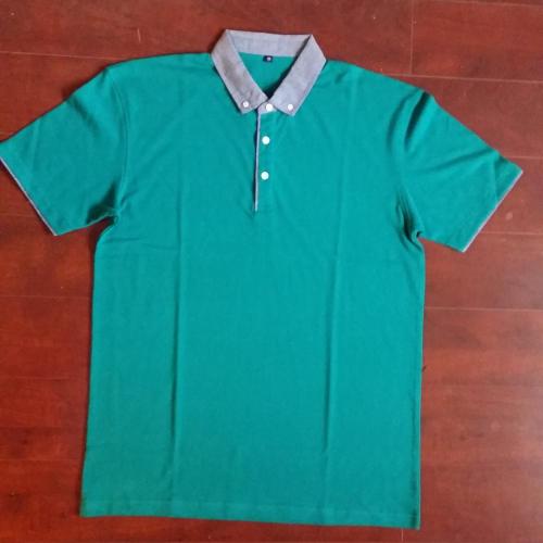 Camisas polo da moda masculina com gola e punho de ganga