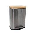 Square Bamboo Lid Trash Can