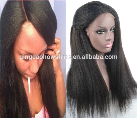Large stock top beauty 8a garde kinky straight human hair full lace wig for black women