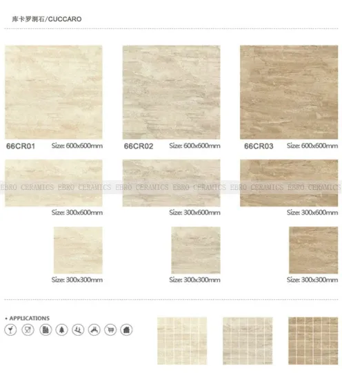 60x60 beige color glazed porcelain tile in travertine look rustic porcelain tile